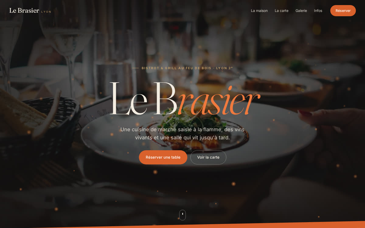 Aperçu du site du restaurant Le Brasier